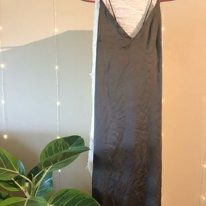 Satin maxi dress with cross back and side slits